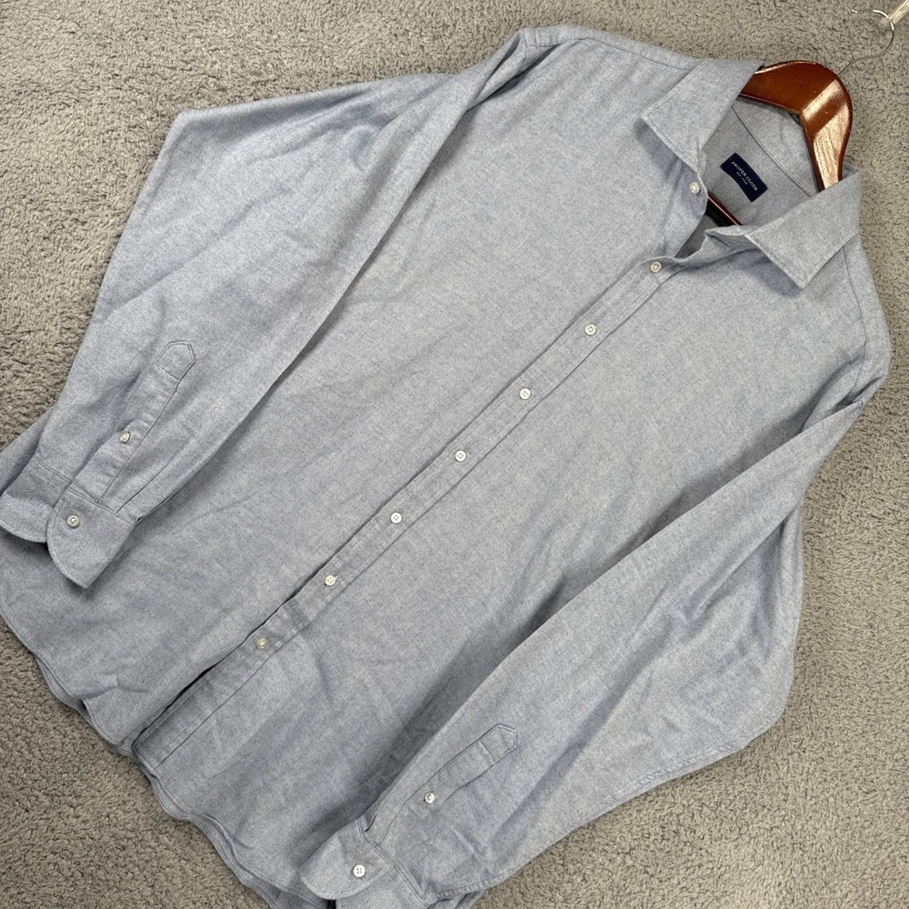 Proper Cloth Dress Shirt Mens 2XL 17.5‎ x 36 Blue Button Up Soft Touch Cotton